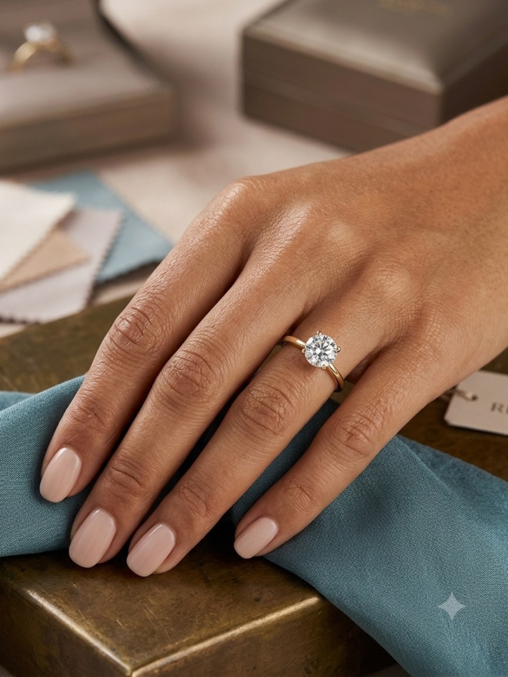Pavoi Classic Waterproof Gold Plated Solitaire Ring with Clear Stone size 7-1/2